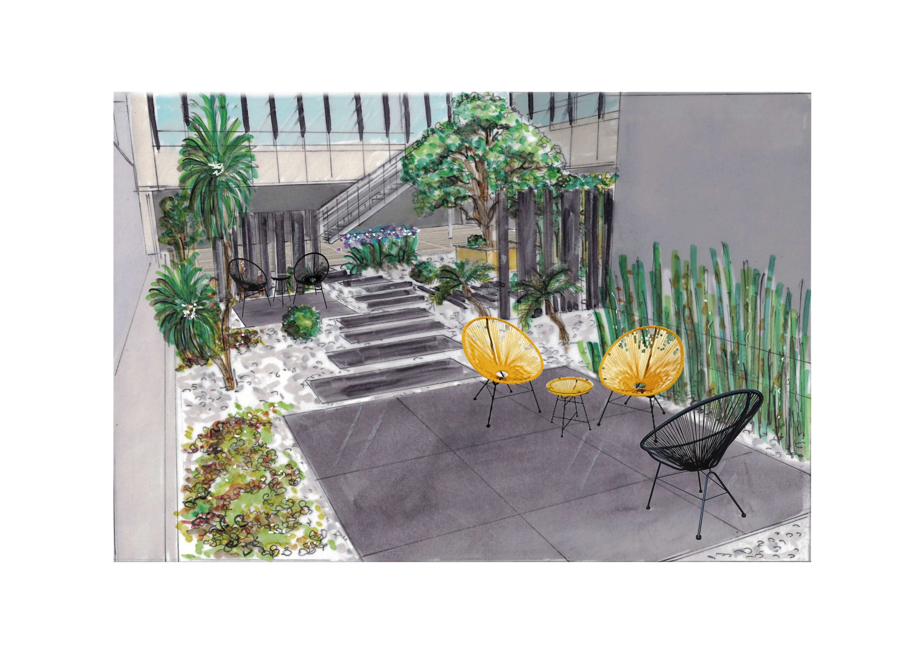 perspective de l'état futur du jardin faites par notre bureau d'étude