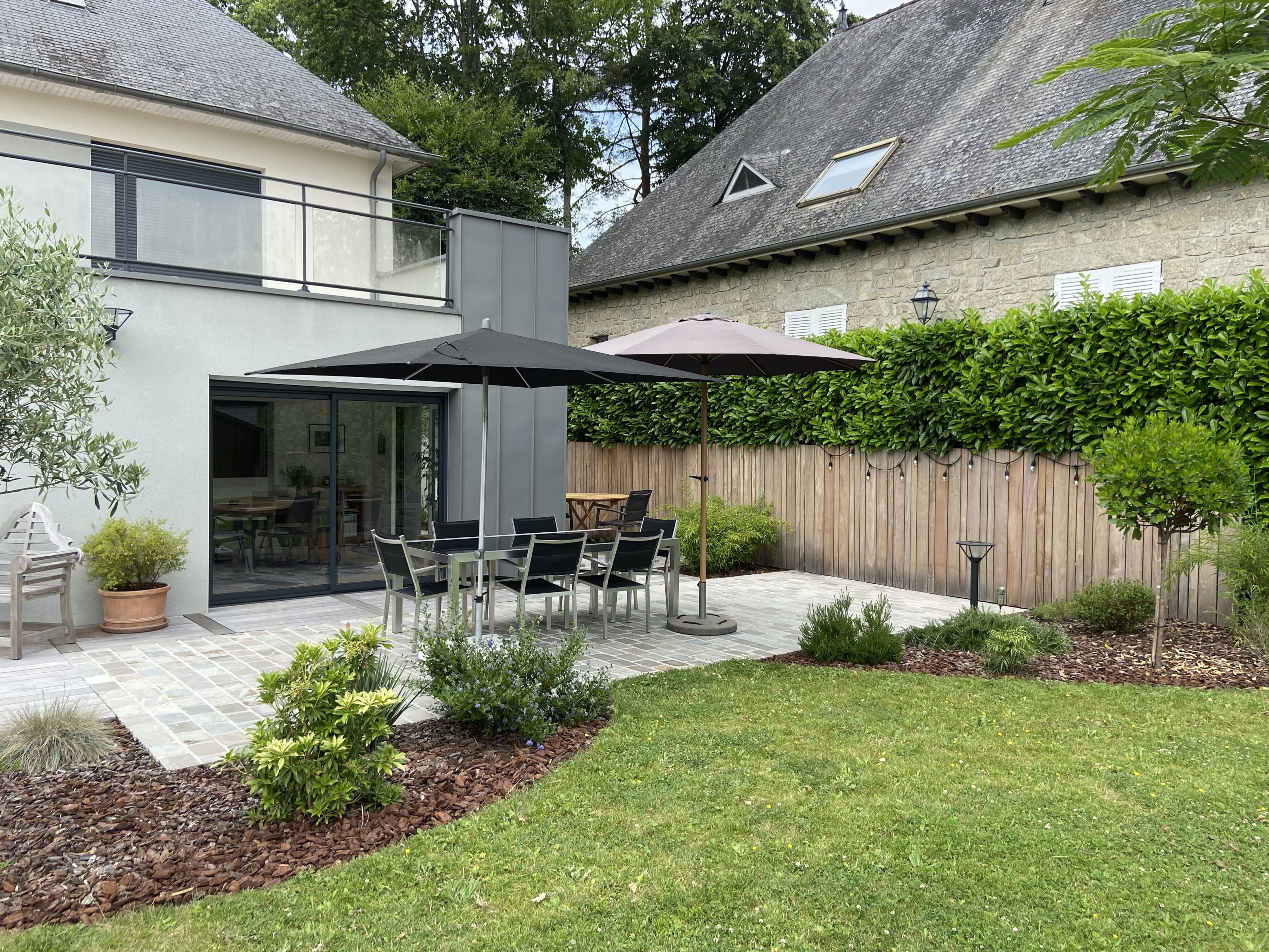 réaménagement complet terrasse coin détente palissade